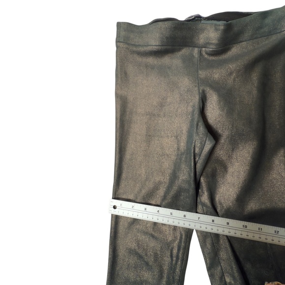 Vince Women’s Elastic Waistband Metallic Suede Ankle Leggings Green Size Small - Picture 10 of 14